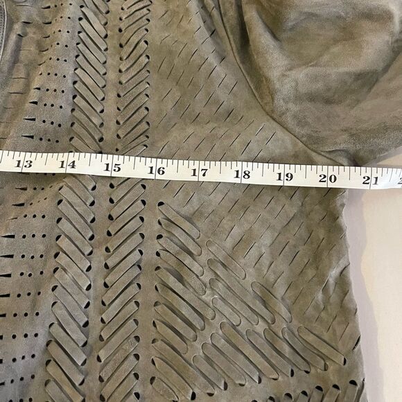 Elie Tahari Harley Laser-Cut Suede Coat, Cocoa - Picture 8 of 11